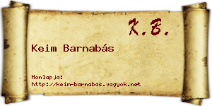 Keim Barnabás névjegykártya